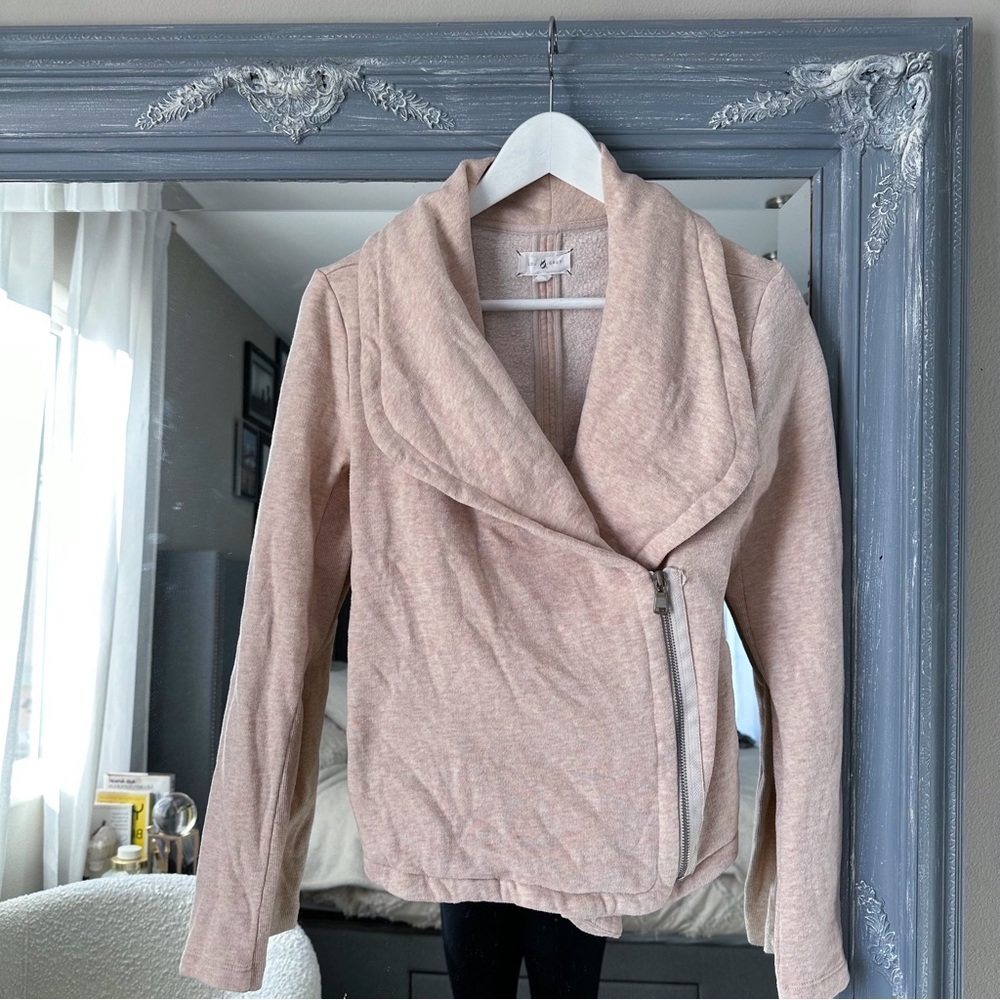 LOFT Lou & Grey Blush‎ Pink Moto Sweatshirt Jacket S